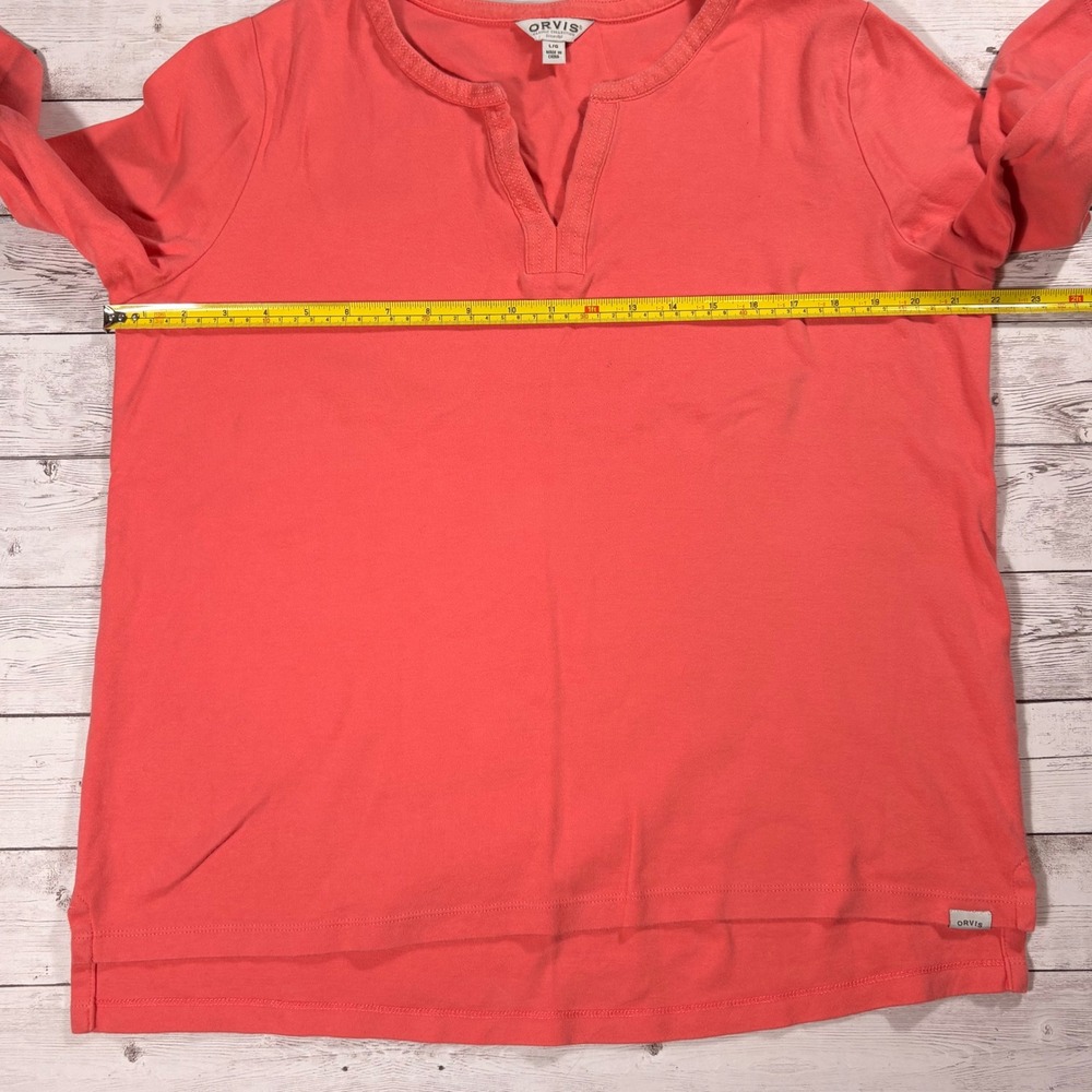 Orvis Classic Collection Coral Pink Pima Cotton 3/4 Sleeve V-Neck Top Large - Picture 10 of 16